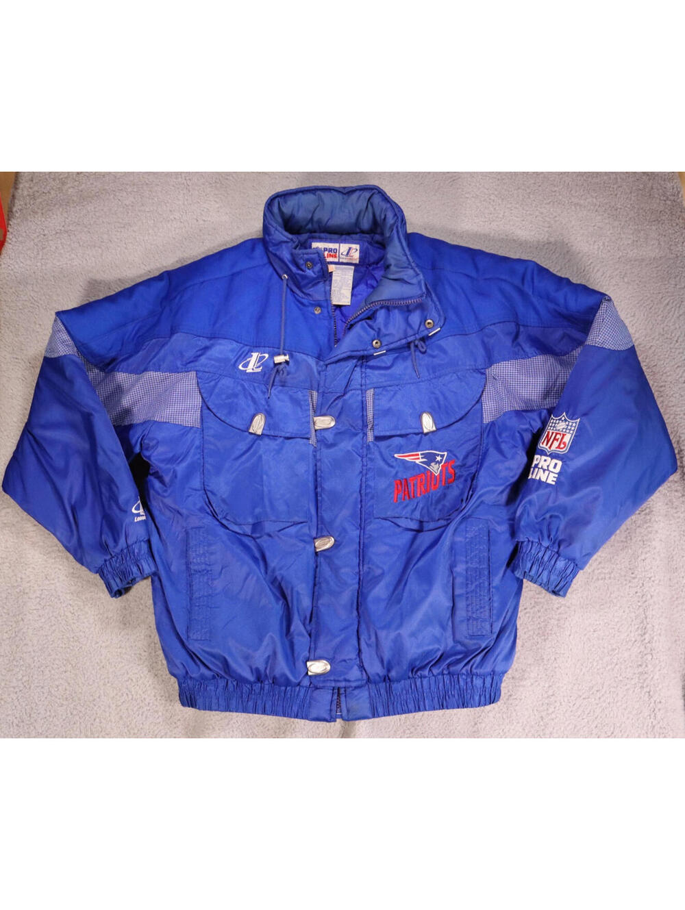 New England Patriots Pro Line Jacket Large y2k Zip Vtg Retro